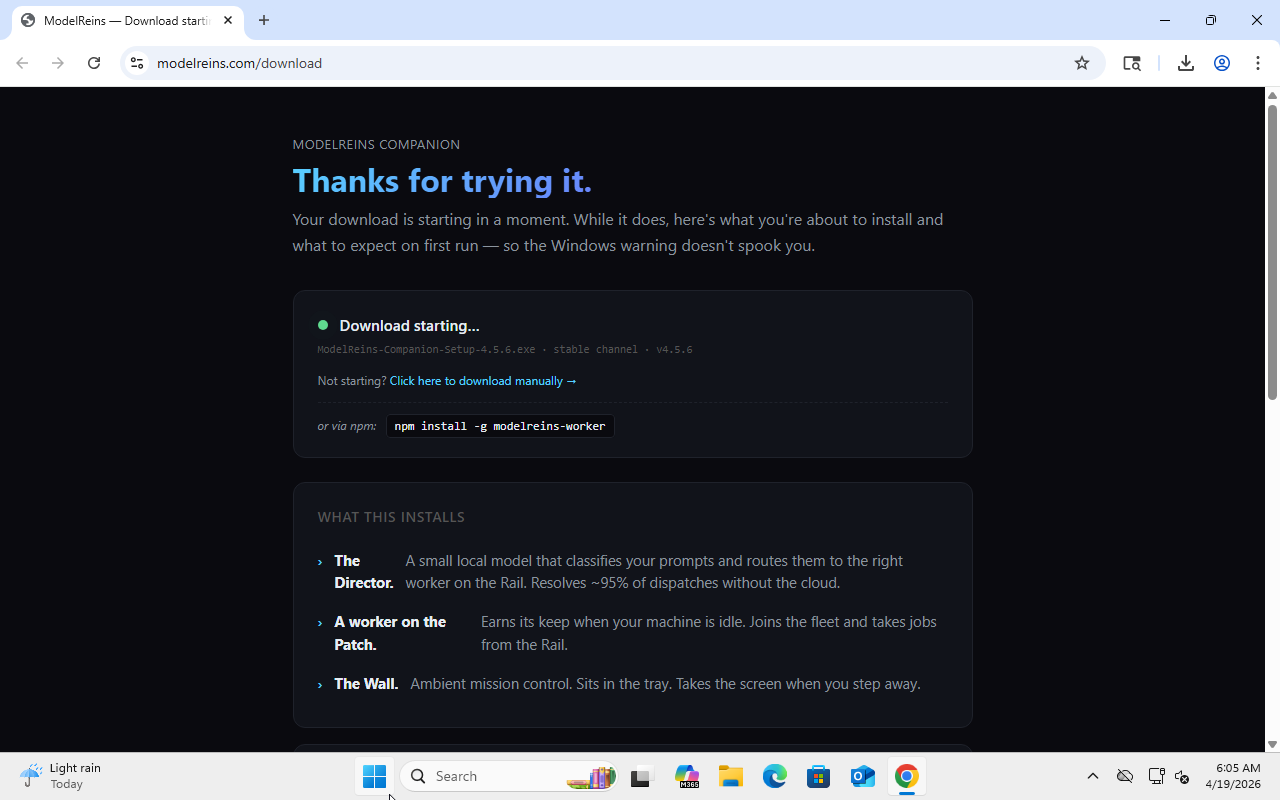 Browser download dialog